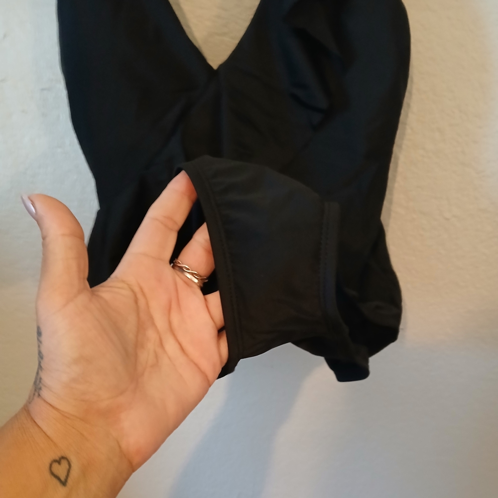 Black Ruffle One-Piece Swimsuit - Picture 10 of 10